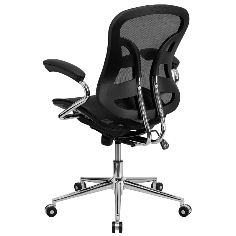 Mid-Back Transparent Black Mesh Swivel Task Chair With Chrome Base And Arms - By Flash Furniture - Madison Seating 5 Mid-Back Transparent Black Mesh Swivel Task Chair With Chrome Base And Arms - By Flash Furniture - Madison Seating - Image 3