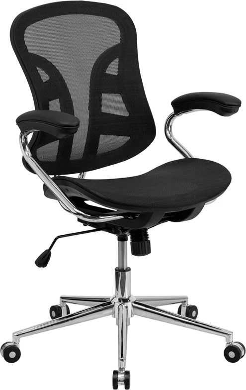 Mid-Back Transparent Black Mesh Swivel Task Chair With Chrome Base And Arms - By Flash Furniture - Madison Seating 3 Mid-Back Transparent Black Mesh Swivel Task Chair With Chrome Base And Arms - By Flash Furniture - Madison Seating