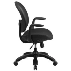 Mid-Back Transparent Black Mesh Swivel Task Chair With Seat Slider, Ratchet Back And Arms - By Flash Furniture - Madison Seating -Executive Chairs Sales Mid Back Transparent Black Mesh Swivel Task Chair with Seat Slider Ratchet Back and Arms by Flash Furniture 1