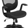 Mid-Back Transparent Black Mesh Swivel Task Chair With Seat Slider, Ratchet Back And Arms - By Flash Furniture - Madison Seating -Executive Chairs Sales Mid Back Transparent Black Mesh Swivel Task Chair with Seat Slider Ratchet Back and Arms by Flash Furniture
