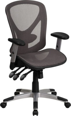 Mid-Back Transparent Gray Mesh Multifunction Executive Swivel Chair With Adjustable Arms - By Flash Furniture - Madison Seating