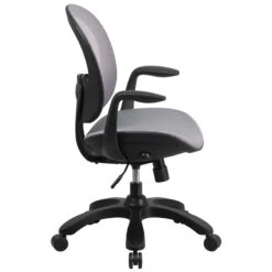 Mid-Back Transparent Gray Mesh Swivel Task Chair With Seat Slider, Ratchet Back And Arms - By Flash Furniture - Madison Seating -Executive Chairs Sales Mid Back Transparent Gray Mesh Swivel Task Chair with Seat Slider Ratchet Back and Arms by Flash Furniture 1