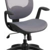 Mid-Back Transparent Gray Mesh Swivel Task Chair With Seat Slider, Ratchet Back And Arms - By Flash Furniture - Madison Seating -Executive Chairs Sales Mid Back Transparent Gray Mesh Swivel Task Chair with Seat Slider Ratchet Back and Arms by Flash Furniture