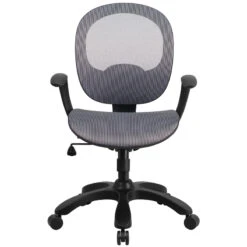 Mid-Back Transparent Gray Mesh Swivel Task Chair With Seat Slider, Ratchet Back And Arms - By Flash Furniture - Madison Seating -Executive Chairs Sales Mid Back Transparent Gray Mesh Swivel Task Chair with Seat Slider Ratchet Back and Arms by Flash Furniture 3