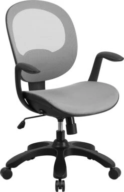 Mid-Back Transparent White Mesh Swivel Task Chair With Seat Slider, Ratchet Back And Arms - By Flash Furniture - Madison Seating