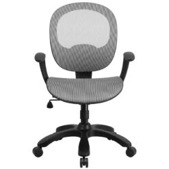Mid-Back Transparent White Mesh Swivel Task Chair With Seat Slider, Ratchet Back And Arms - By Flash Furniture - Madison Seating -Executive Chairs Sales Mid Back Transparent White Mesh Swivel Task Chair with Seat Slider Ratchet Back and Arms by Flash Furniture 3