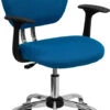 Mid-Back Turquoise Mesh Swivel Task Chair With Chrome Base And Arms - By Flash Furniture - Madison Seating -Executive Chairs Sales Mid Back Turquoise Mesh Swivel Task Chair with Chrome Base and Arms by Flash Furniture