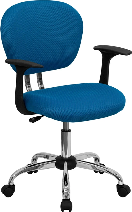 Mid-Back Turquoise Mesh Swivel Task Chair With Chrome Base And Arms - By Flash Furniture - Madison Seating 3 Mid-Back Turquoise Mesh Swivel Task Chair With Chrome Base And Arms - By Flash Furniture - Madison Seating