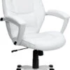 Mid-Back White Leather Executive Swivel Chair With Arms - By Flash Furniture - Madison Seating