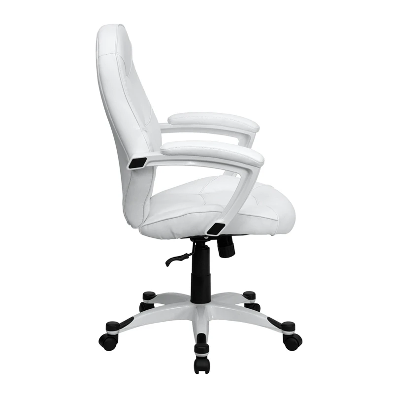 Mid-Back White Leather Executive Swivel Chair With Arms - By Flash Furniture - Madison Seating 5 Mid-Back White Leather Executive Swivel Chair With Arms - By Flash Furniture - Madison Seating - Image 3