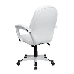 Mid-Back White Leather Executive Swivel Chair With Arms - By Flash Furniture - Madison Seating 12 Mid-Back White Leather Executive Swivel Chair With Arms - By Flash Furniture - Madison Seating -Executive Chairs Sales Mid Back White Leather Executive Swivel Chair with Arms by Flash Furniture 3