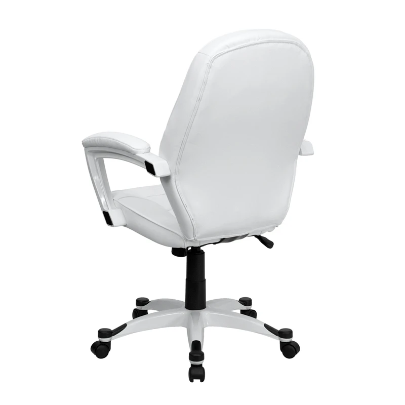 Mid-Back White Leather Executive Swivel Chair With Arms - By Flash Furniture - Madison Seating 6 Mid-Back White Leather Executive Swivel Chair With Arms - By Flash Furniture - Madison Seating - Image 4