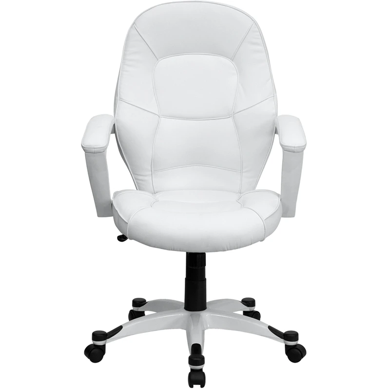 Mid-Back White Leather Executive Swivel Chair With Arms - By Flash Furniture - Madison Seating 8 Mid-Back White Leather Executive Swivel Chair With Arms - By Flash Furniture - Madison Seating - Image 6