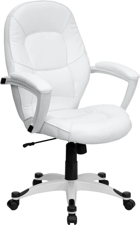 Mid-Back White Leather Executive Swivel Chair With Arms - By Flash Furniture - Madison Seating 3 Mid-Back White Leather Executive Swivel Chair With Arms - By Flash Furniture - Madison Seating