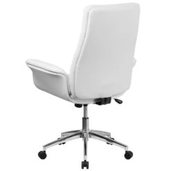 Mid-Back White Leather Executive Swivel Chair With Flared Arms - By Flash Furniture - Madison Seating -Executive Chairs Sales Mid Back White Leather Executive Swivel Chair with Flared Arms by Flash Furniture 2