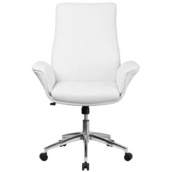 Mid-Back White Leather Executive Swivel Chair With Flared Arms - By Flash Furniture - Madison Seating -Executive Chairs Sales Mid Back White Leather Executive Swivel Chair with Flared Arms by Flash Furniture 3