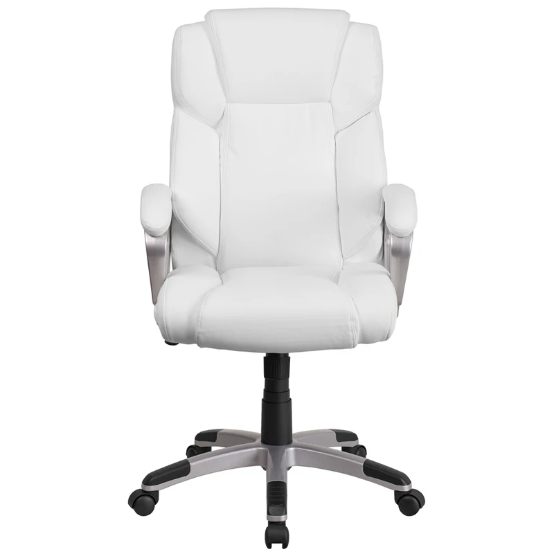 Mid-Back White Leather Executive Swivel Chair With Padded Arms - By Flash Furniture - Madison Seating 8 Mid-Back White Leather Executive Swivel Chair With Padded Arms - By Flash Furniture - Madison Seating - Image 6
