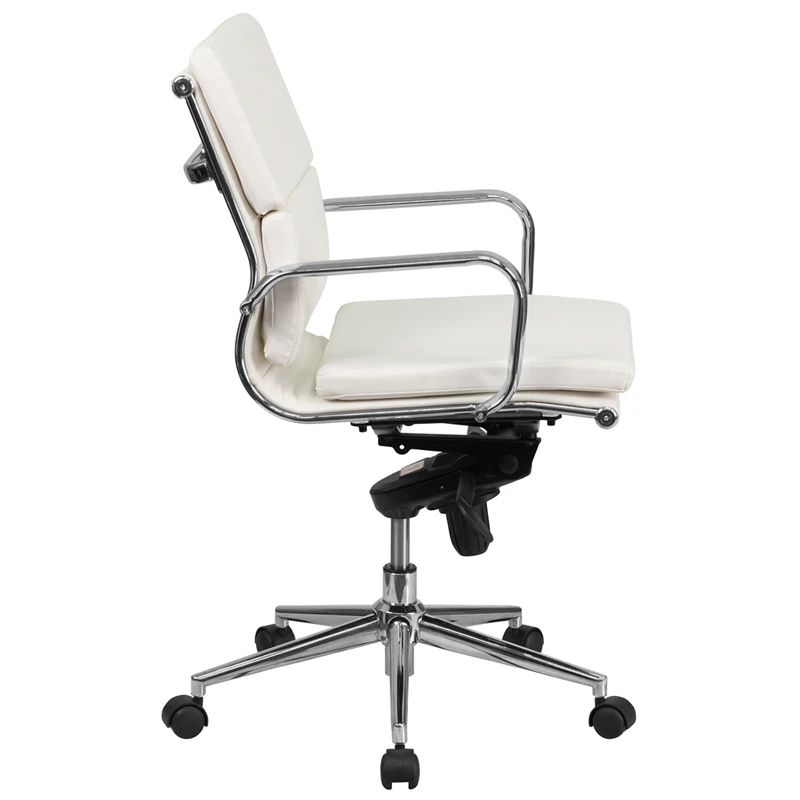 Mid-Back White Leather Executive Swivel Chair With Synchro-Tilt Mechanism And Arms - By Flash Furniture - Madison Seating 4 Mid-Back White Leather Executive Swivel Chair With Synchro-Tilt Mechanism And Arms - By Flash Furniture - Madison Seating - Image 2