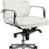 Mid-Back White Leather Executive Swivel Chair With Synchro-Tilt Mechanism And Arms - By Flash Furniture - Madison Seating
