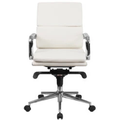 Mid-Back White Leather Executive Swivel Chair With Synchro-Tilt Mechanism And Arms - By Flash Furniture - Madison Seating 9 Mid-Back White Leather Executive Swivel Chair With Synchro-Tilt Mechanism And Arms - By Flash Furniture - Madison Seating -Executive Chairs Sales Mid Back White Leather Executive Swivel Chair with Synchro Tilt Mechanism and Arms by Flash Furniture 3