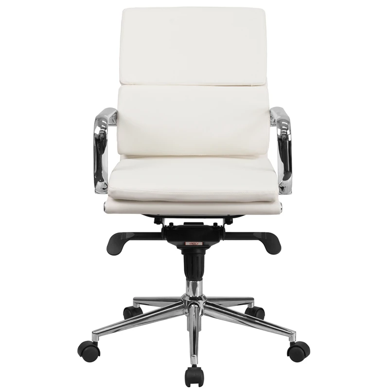 Mid-Back White Leather Executive Swivel Chair With Synchro-Tilt Mechanism And Arms - By Flash Furniture - Madison Seating 6 Mid-Back White Leather Executive Swivel Chair With Synchro-Tilt Mechanism And Arms - By Flash Furniture - Madison Seating - Image 4