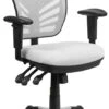 Mid-Back White Mesh Multifunction Executive Swivel Chair With Adjustable Arms - By Flash Furniture - Madison Seating -Executive Chairs Sales Mid Back White Mesh Multifunction Executive Swivel Chair with Adjustable Arms by Flash Furniture
