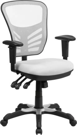Mid-Back White Mesh Multifunction Executive Swivel Chair With Adjustable Arms - By Flash Furniture - Madison Seating