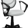 Mid-Back White Mesh Swivel Task Chair With Arms - By Flash Furniture - Madison Seating