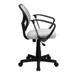 Mid-Back White Mesh Swivel Task Chair With Arms - By Flash Furniture - Madison Seating -Executive Chairs Sales Mid Back White Mesh Swivel Task Chair with Arms by Flash Furniture 2