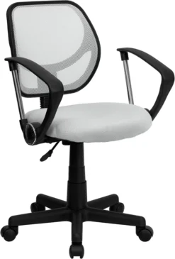 Mid-Back White Mesh Swivel Task Chair With Arms - By Flash Furniture - Madison Seating