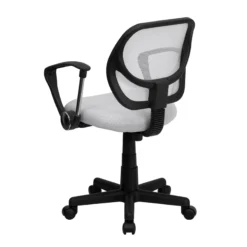 Mid-Back White Mesh Swivel Task Chair With Arms - By Flash Furniture - Madison Seating -Executive Chairs Sales Mid Back White Mesh Swivel Task Chair with Arms by Flash Furniture 4