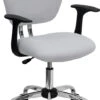 Mid-Back White Mesh Swivel Task Chair With Chrome Base And Arms - By Flash Furniture - Madison Seating 2 Mid-Back White Mesh Swivel Task Chair With Chrome Base And Arms - By Flash Furniture - Madison Seating -Executive Chairs Sales Mid Back White Mesh Swivel Task Chair with Chrome Base and Arms by Flash Furniture