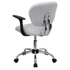 Mid-Back White Mesh Swivel Task Chair With Chrome Base And Arms - By Flash Furniture - Madison Seating -Executive Chairs Sales Mid Back White Mesh Swivel Task Chair with Chrome Base and Arms by Flash Furniture 2