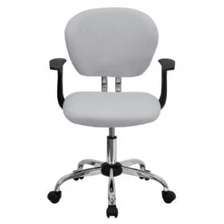 Mid-Back White Mesh Swivel Task Chair With Chrome Base And Arms - By Flash Furniture - Madison Seating -Executive Chairs Sales Mid Back White Mesh Swivel Task Chair with Chrome Base and Arms by Flash Furniture 3