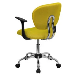 Mid-Back Yellow Mesh Swivel Task Chair With Chrome Base And Arms - By Flash Furniture - Madison Seating -Executive Chairs Sales Mid Back Yellow Mesh Swivel Task Chair with Chrome Base and Arms by Flash Furniture 2