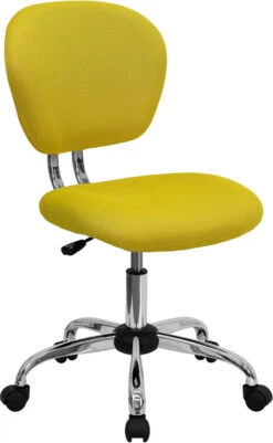 Mid-Back Yellow Mesh Swivel Task Chair With Chrome Base - By Flash Furniture - Madison Seating