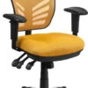 Mid-Back Yellow-Orange Mesh Multifunction Executive Swivel Chair With Adjustable Arms - By Flash Furniture - Madison Seating -Executive Chairs Sales Mid Back Yellow Orange Mesh Multifunction Executive Swivel Chair with Adjustable Arms by Flash Furniture