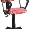 Multi-Colored Swirl Printed Pink Swivel Task Chair With Arms - By Flash Furniture - Madison Seating -Executive Chairs Sales Multi Colored Swirl Printed Pink Swivel Task Chair with Arms by Flash Furniture