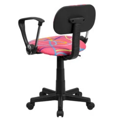 Multi-Colored Swirl Printed Pink Swivel Task Chair With Arms - By Flash Furniture - Madison Seating -Executive Chairs Sales Multi Colored Swirl Printed Pink Swivel Task Chair with Arms by Flash Furniture 2