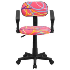 Multi-Colored Swirl Printed Pink Swivel Task Chair With Arms - By Flash Furniture - Madison Seating -Executive Chairs Sales Multi Colored Swirl Printed Pink Swivel Task Chair with Arms by Flash Furniture 3