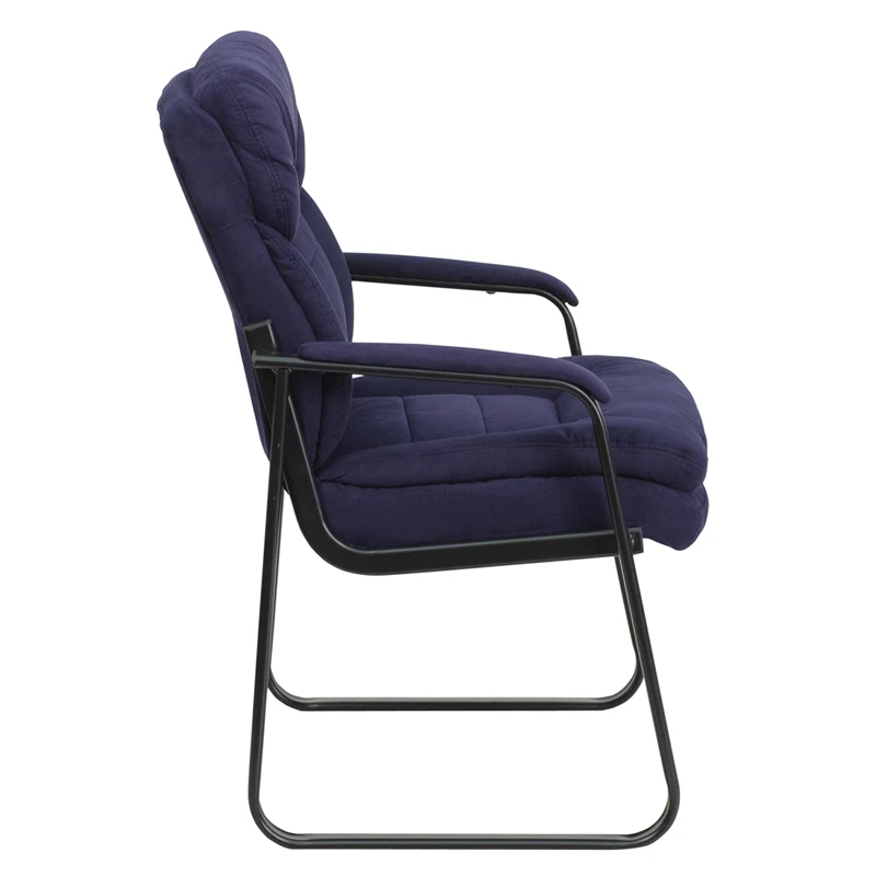 Navy Microfiber Executive Side Reception Chair With Sled Base - By Flash Furniture - Madison Seating 4 Navy Microfiber Executive Side Reception Chair With Sled Base - By Flash Furniture - Madison Seating - Image 2