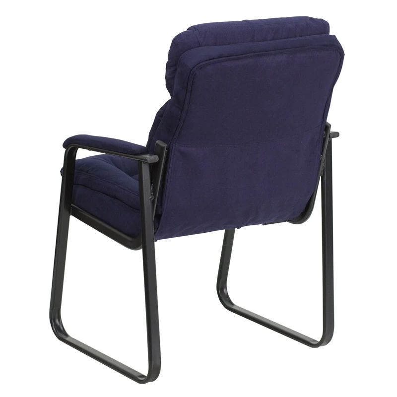 Navy Microfiber Executive Side Reception Chair With Sled Base - By Flash Furniture - Madison Seating 5 Navy Microfiber Executive Side Reception Chair With Sled Base - By Flash Furniture - Madison Seating - Image 3