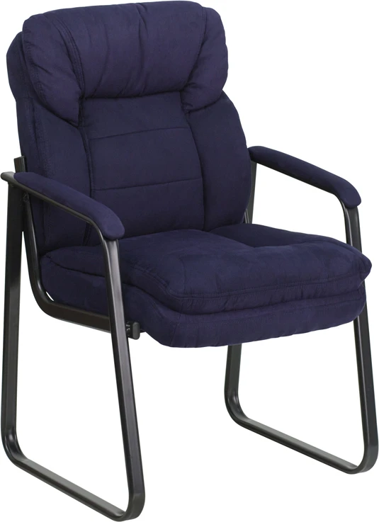 Navy Microfiber Executive Side Reception Chair With Sled Base - By Flash Furniture - Madison Seating 3 Navy Microfiber Executive Side Reception Chair With Sled Base - By Flash Furniture - Madison Seating