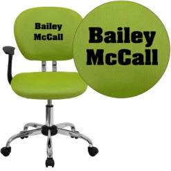 Personalized Mid-Back Apple Green Mesh Swivel Task Chair With Chrome Base And Arms - By Flash Furniture - Madison Seating