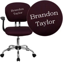 Personalized Mid-Back Burgundy Mesh Swivel Task Chair With Chrome Base And Arms - By Flash Furniture - Madison Seating