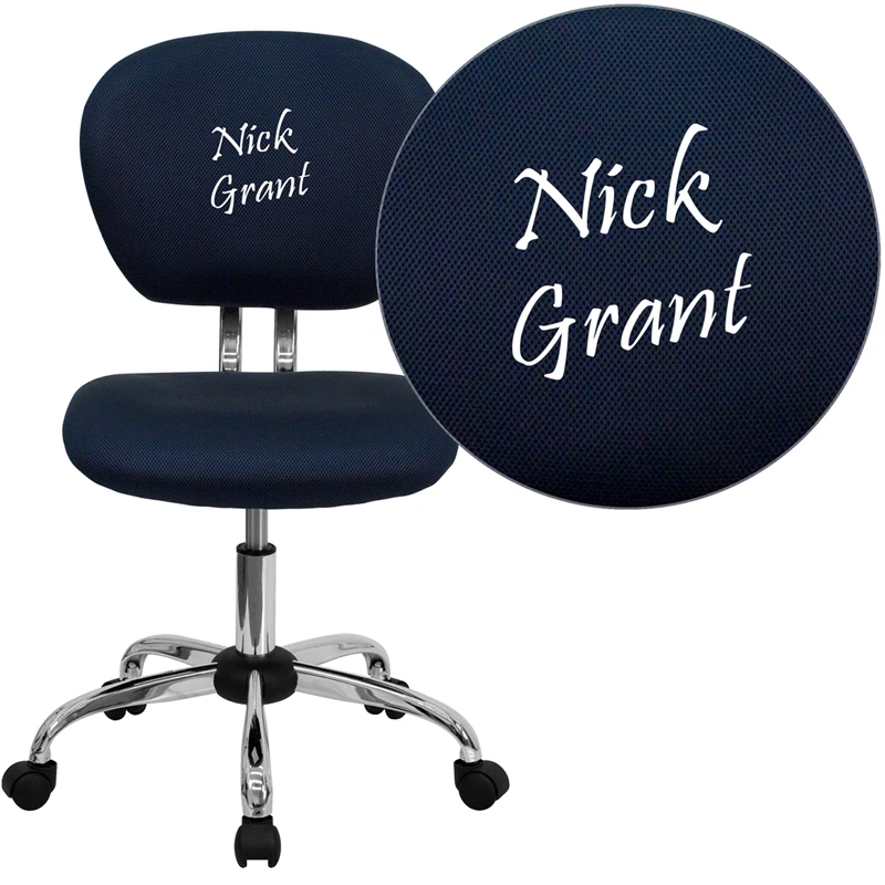 Personalized Mid-Back Navy Mesh Swivel Task Chair With Chrome Base - By Flash Furniture - Madison Seating 3 Personalized Mid-Back Navy Mesh Swivel Task Chair With Chrome Base - By Flash Furniture - Madison Seating