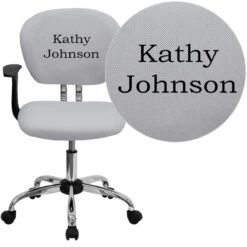 Personalized Mid-Back White Mesh Swivel Task Chair With Chrome Base And Arms - By Flash Furniture - Madison Seating