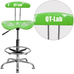 Personalized Vibrant Apple Green And Chrome Drafting Stool With Tractor Seat - By Flash Furniture - Madison Seating