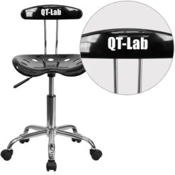 Personalized Vibrant Black And Chrome Swivel Task Chair With Tractor Seat - By Flash Furniture - Madison Seating