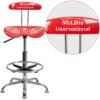 Personalized Vibrant Cherry Tomato And Chrome Drafting Stool With Tractor Seat - By Flash Furniture - Madison Seating